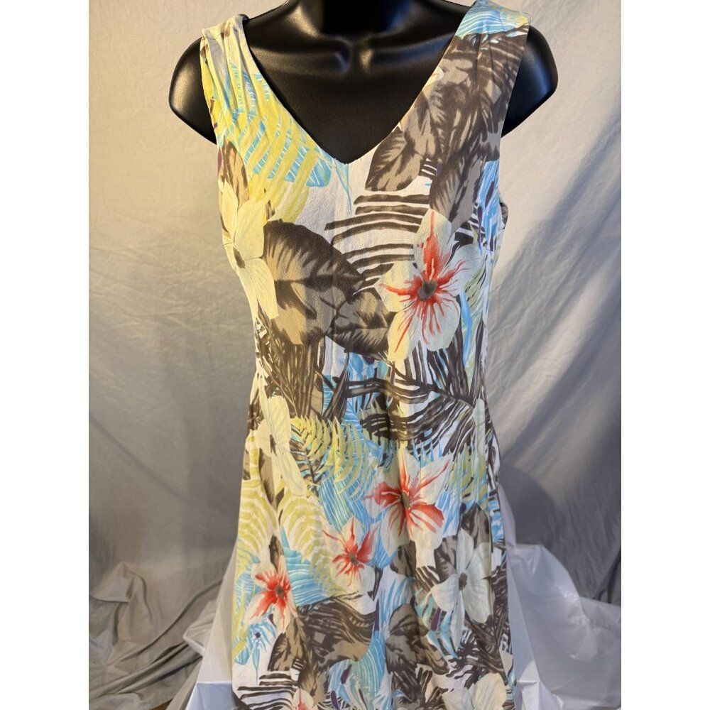 Petite Sophisticate Womens Sheath Dress fall Colors Vneck Size 12P 12 Large Silk